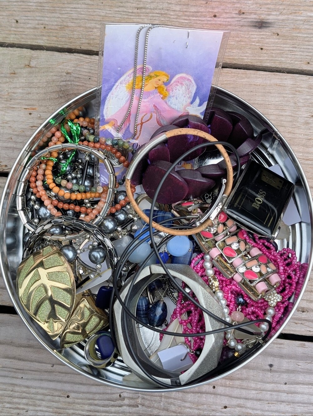 Vintage To Modern Costume Jewelry Lot Wearable Full Cookie Tin 1 Lb 10 oz